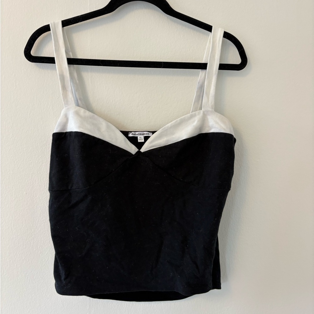 Reformation Harlan Black and White Top - size XL